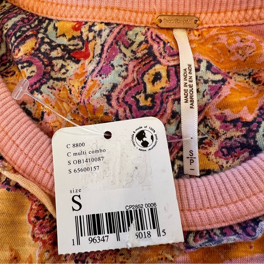 πHPπ NEW NWT Free People Making Circles Longline T-Shirt Tunic Paisley Small - Picture 12 of 14